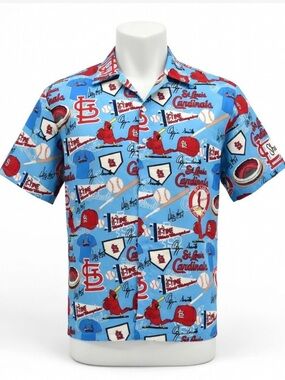 St. Louis Cardinals Hawaiian - Blue -Short-Sleeve Button-Up Shirt. Extra Large.